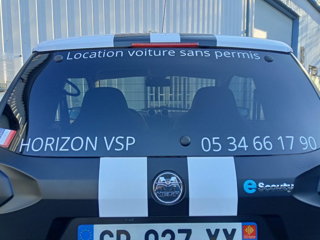 Vue arrière de l’Aixam e-City électrique Horizon VSP